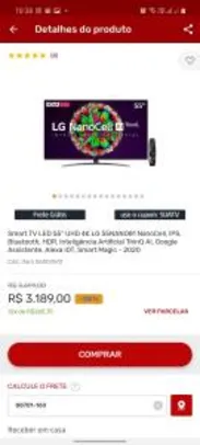 Smart TV LED 55" UHD 4K LG 55NANO81 NanoCell, IPS | R$ 2998