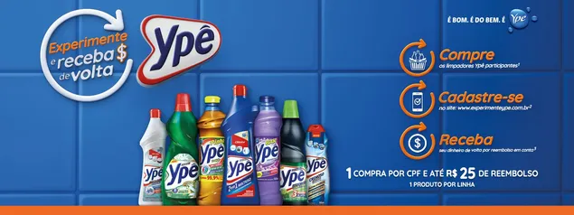 R$25 do seu dinheiro de volta comprando produtos Ypê | Promoção EXPERIMENTE YPÊ