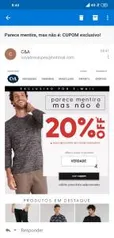 20% OFF em itens Itens selecionados moda masculina