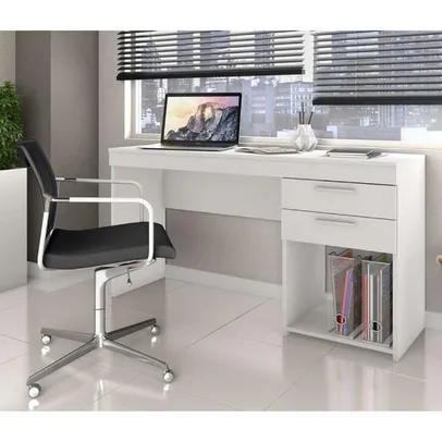 Mesa Home Office P/ Escritório 02 Gavetas Notável Branco | R$160
