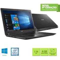 Notebook A315-51-30V4 8ª Intel Core I3 4GB 1TB LED 15.6'' W10 Preto - Acer - R$1538