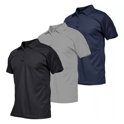 Kit 3 Camisetas Camisa Polo Mana Curta Masculina Piquet Premium