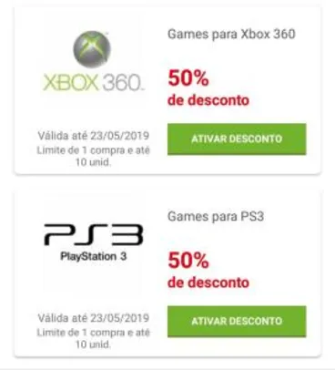[App Americanas] 50% de desconto em jogos para XBOX e PS3