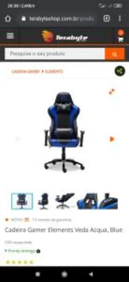 Cadeira Gamer Elements Veda Acqua, Blue | R$ 870