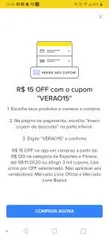 R$ 15 off nas compras acima de R$ 120 em Esportes E Fitness