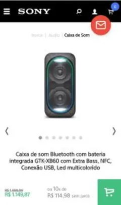 Saindo por R$ 1149,87: Caixa de som Bluetooth com bateria integrada GTK-XB60 [200 RMS] | Pelando