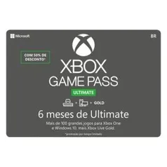 Gift Card Digital Xbox Game Pass Ultimate 6 meses - R$120