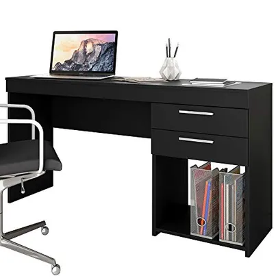 Mesa Escrivaninha Office 2 Gavetas Preto Notável Móveis