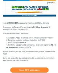 [Primeiro USO] R$ 15 OFF no Pagamento de Boletos