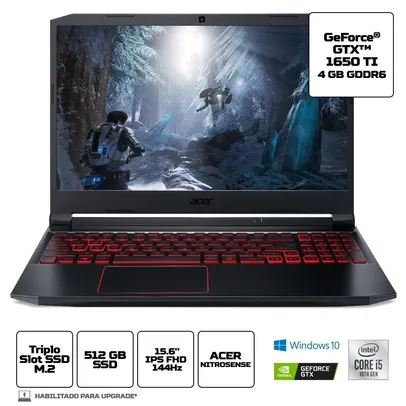 [R$ 4.607 Ame] Notebook Acer Nitro 5 AN515-55-59MT 10ª Intel Core i5 16GB | R$5.760