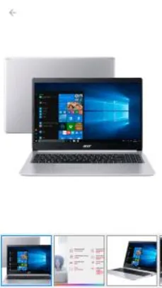 Notebook Acer Aspire 5 A515-54G-53GP Intel Core i5 - 8GB 256GB SSD, Placa NVIDIA MX250 2GB, Windows 10 Home, 15.6´, | R$3744