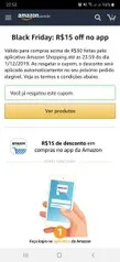 Cupom de R$15 no app Amazon