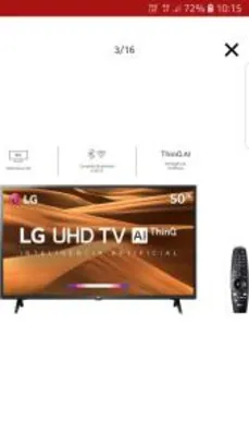 Smart TV Tela Led 50" LG 50UM7360PSA Ultra HD
