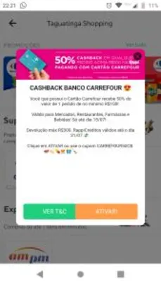 (SP) 50% de cashback no Rappi usando o cartão Carrefour