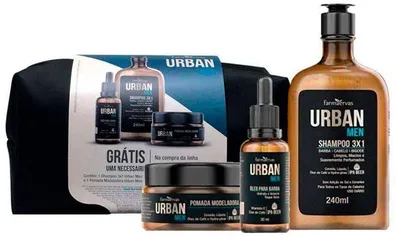 [Prime+Recorrência] Kit Urban Shampoo + Óleo + Pomada- Grátis Necessarie | R$49