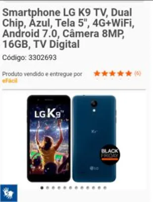 Smartphone LG K9 16 GB | R$349