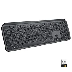 Teclado sem fio Logitech MX Keys com Iluminação Inteligente, USB Unifying ou Bluetooth para até 3 dispositivos, Recarregável