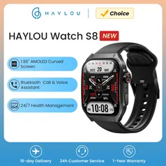 Relógio Inteligente HAYLOU Watch S8 Tela AMOLED Curva, Ligações Por Bluetooth e Assistente de Voz com Inteligência Artificial