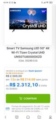 [APP] Samsung TV 4k 50" TU8000 + FRETE GRÁTIS | R$2.312