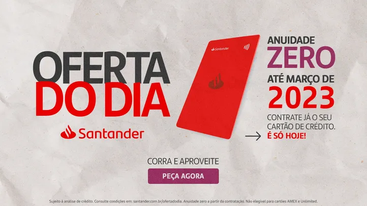 Cartão de crédito Santander com anuidade Grátis por 1 Ano