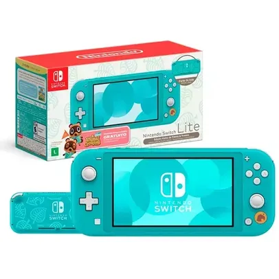 Nintendo Switch Lite Edição Limitada Animal Crossing Turquesa 32GB + Jogo