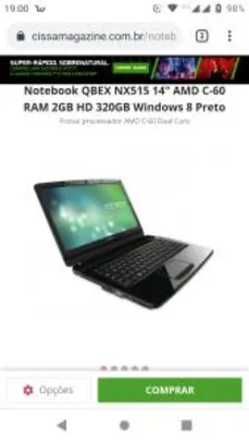 Notebook QBEX NX515 14" AMD C-60 RAM 2GB HD 320GB Windows 8 Preto | R$793