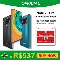 Smartphone Cubot Note 20 Pro 8GB 128GB | SOMENTE 21h | R$537