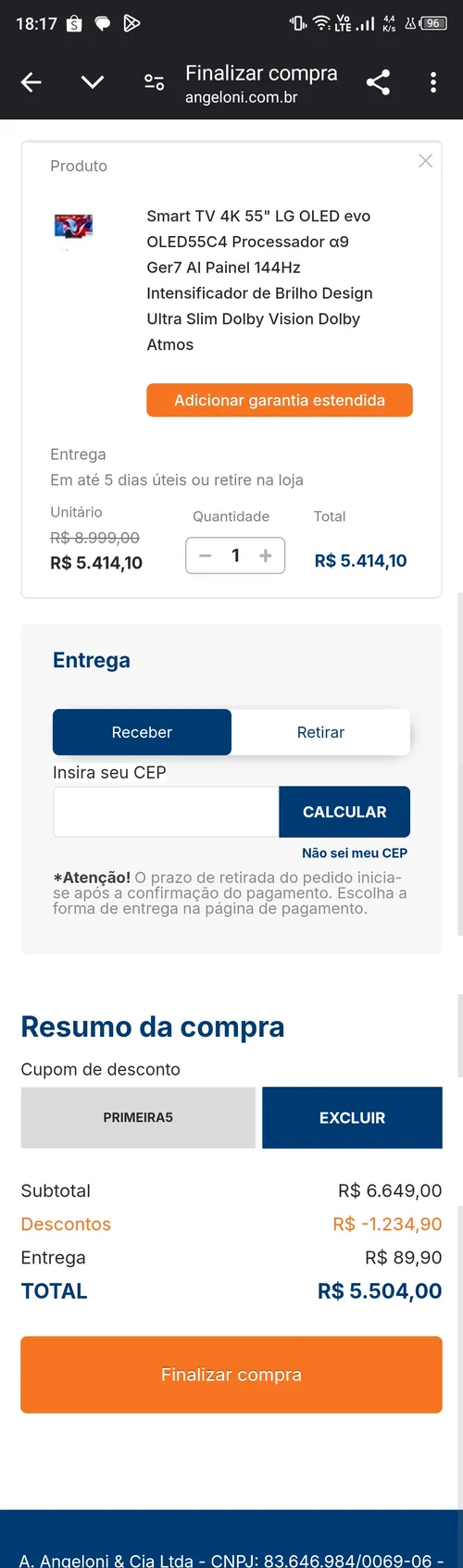 Imagem na descrição da promoção