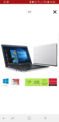 Notebook Acer E5-553G-T4TJ AMD A10 2,4Ghz 4GB RAM 1TB HD AMD Radeon R7 M440 de 2GB 15.6" Windows 10 - RF$ 1529