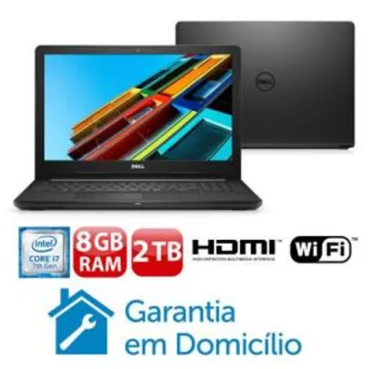 Notebook Dell Inspiron i15-3567-D50P i7-7500U 8GB RAM 2TB Tela HD 15.6” Linux