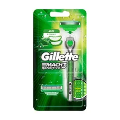 Aparelho de Barbear Gillette Mach3 Acqua-Grip Sensitive + 2 Cargas