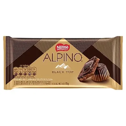 [Leve 2/R$3,31 Cada com Cashback] Barra de Chocolate Alpino Meio Amargo Blacktop Nestlé 85g