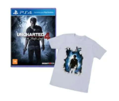 Uncharted 4 + Camiseta - PS4 - R$ 80,00