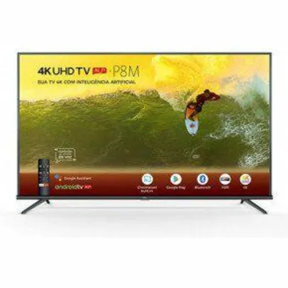 Smart TV TCL LED 50'' 50P8M 4K UHD HDR com Android e Comando de Voz - R$1615