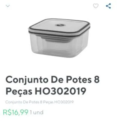 [Rappi - SP] Conjunto de 8 potes de plástico HO302019