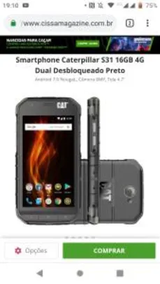 Smartphone Caterpillar S31 16GB 4G Dual Desbloqueado Preto - R$1253