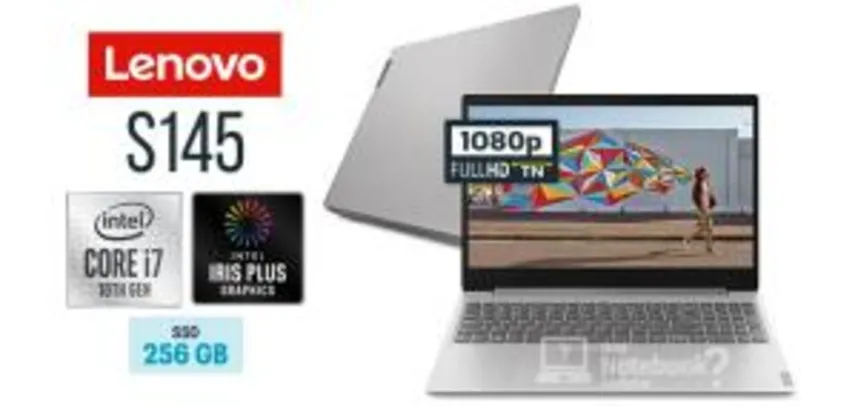 Notebook Lenovo Ultrafino ideapad S145 i7-1065G7 8GB | R$4.555