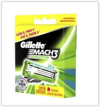 Refil Gillette Mach3 Sensitive Leve 8 Pague 6 por R$ 52