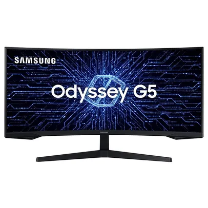 Monitor Gamer Samsung Odyssey G5 34' VA, Curvo, Wide, 165 Hz, 2K QHD, 1ms, FreeSync Premium, HDR10, HDMI/DisplayPort - LC34G55TWWLXZD