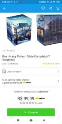 Box Harry Potter por R$99,00 ou R$84,00 com AME... Exclusivo no App Submarino
