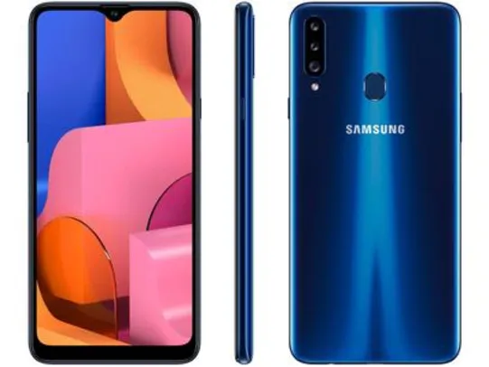 Smartphone Samsung Galaxy A20s 32GB Azul 4G - 3GB RAM Tela 6,5” Câm. Tripla + Câm. Selfie 8MP