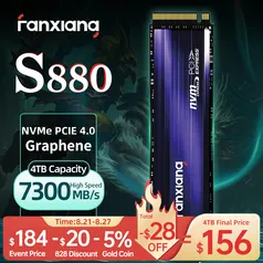Fanxiang S880 2TB 7300MBs, SSD NVMe M.2, PCIe 4.0x4, cache SLC