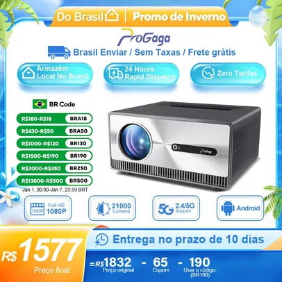 [Envio do Brasil] Projetor PG600W Full HD, PK DLP, Android WiFi e Espelhamento de Tela, roda 4K