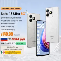 Smartphone Ulefone-Note 18 Ultra 5G - 12GB de RAM (6+6) + 256GB ROM