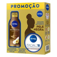 Kit Nivea Beleza radiante Pele negra loção corporal Deo-Hidratante  200ml + Creme Facial uniformizador 100g