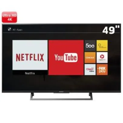 Smart TV LED 49” Sony 4K/Ultra HD KD-49X705E - 3 HDMI 2 USB - R$ 2270