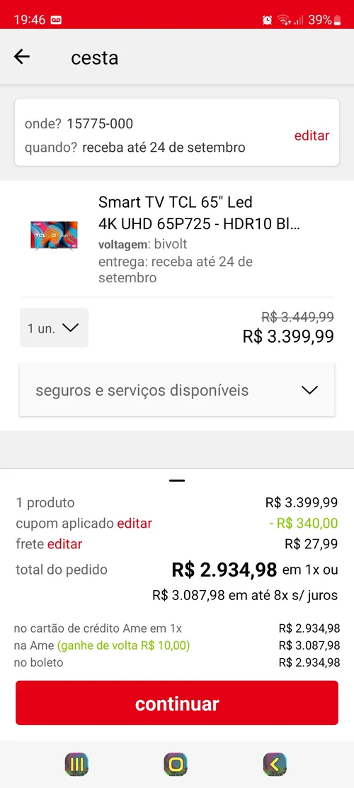 Imagem na descrição da promoção