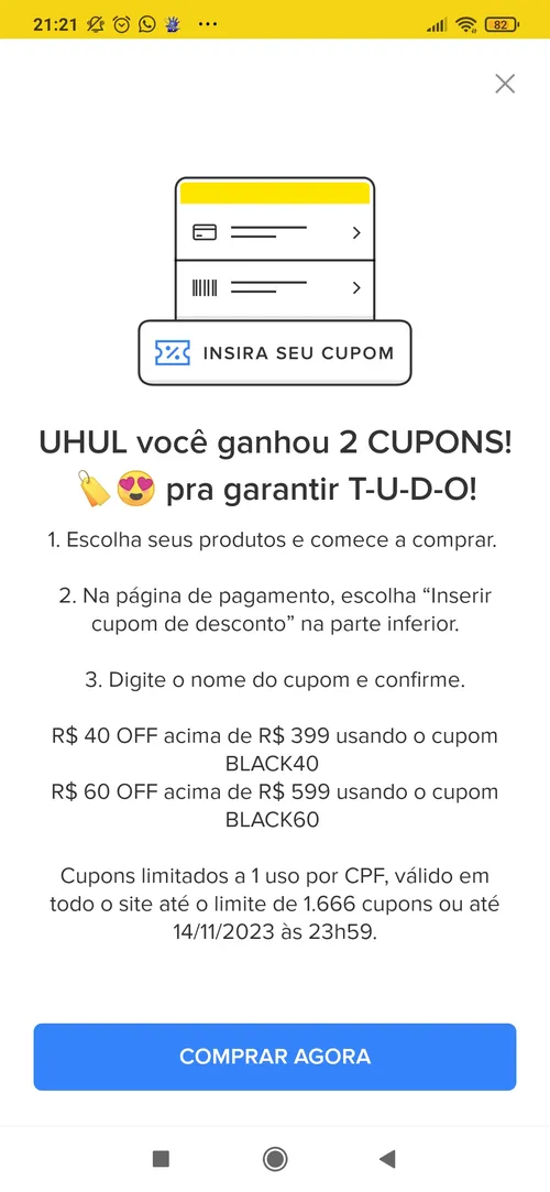 Imagem na descrição da promoção