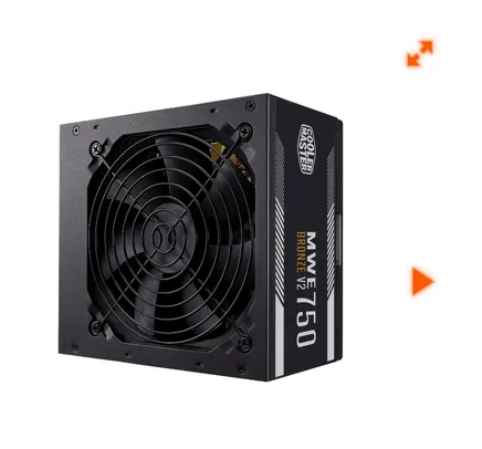 Fonte Cooler Master MWE 750 BRONZE - V2, 750w, 80 Plus Bronze, Full Range, PFC Ativo, MPE-7501-ACAAW-BBR