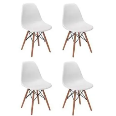 [APP AMERICANAS] Conjunto 4 Cadeiras Charles Eames Eiffel Wood Base Madeira - R$ 299